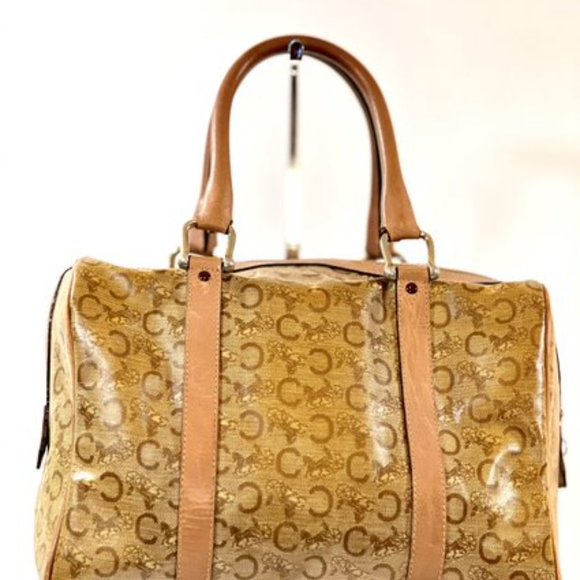 Vintage Céline CELINE C Macadam Horse Carriage Hand Bag Beige PVC Leather - Picture 2 of 10